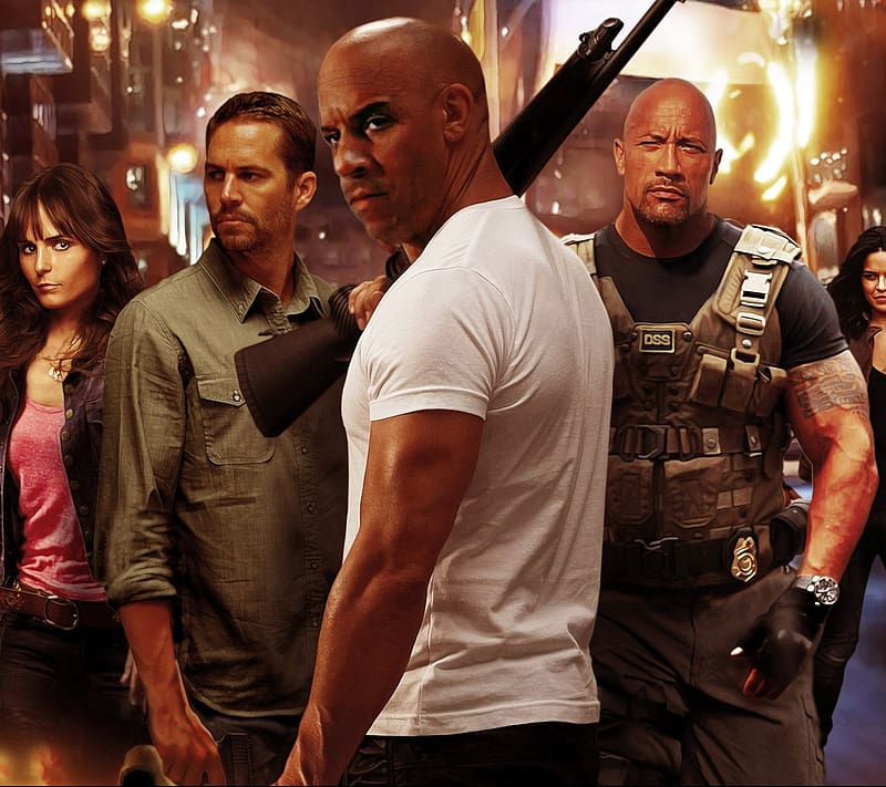 Fast & Furious, Vin Diesel, Paul Walker, Dwayne Johnson, Movie, Brian O'conner, Dominic Toretto, Luke Hobbs, Jordana Brewster, Mia Toretto, Fast & Furious 6, HD wallpaper