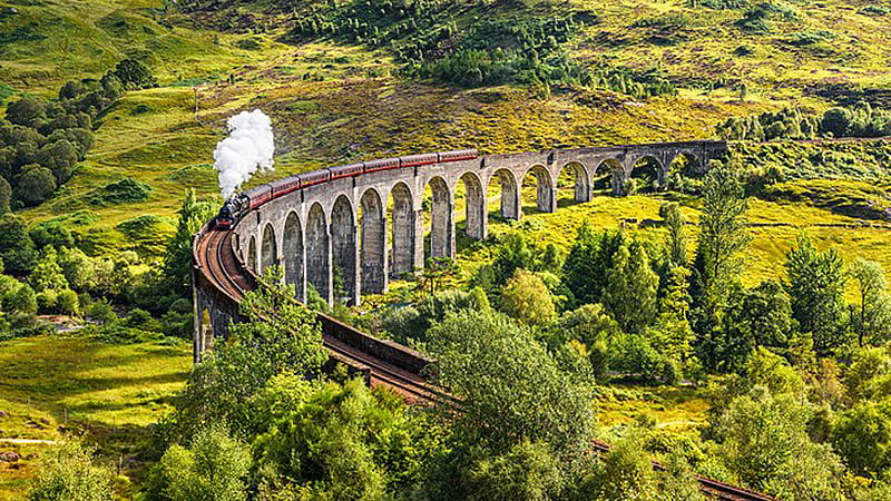 Jacobite steam train on the Glenfinnan Viaduct Inverness-shire Scotland Travel, HD wallpaper