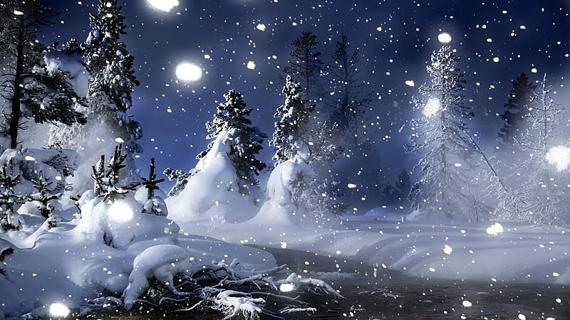 Winter Magic, snow, snowfall, nature, trees, winter, landscape, HD wallpaper