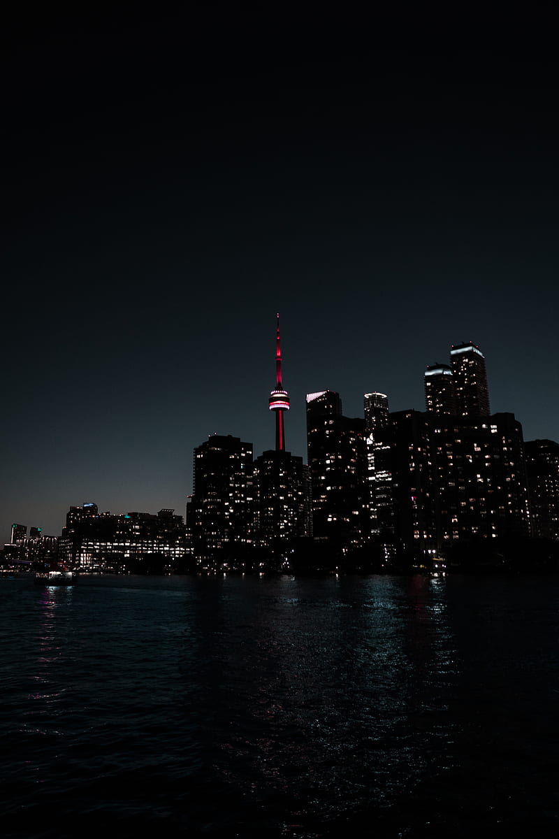 City, night, dark, buildings, water, HD phone wallpaper | Peakpx