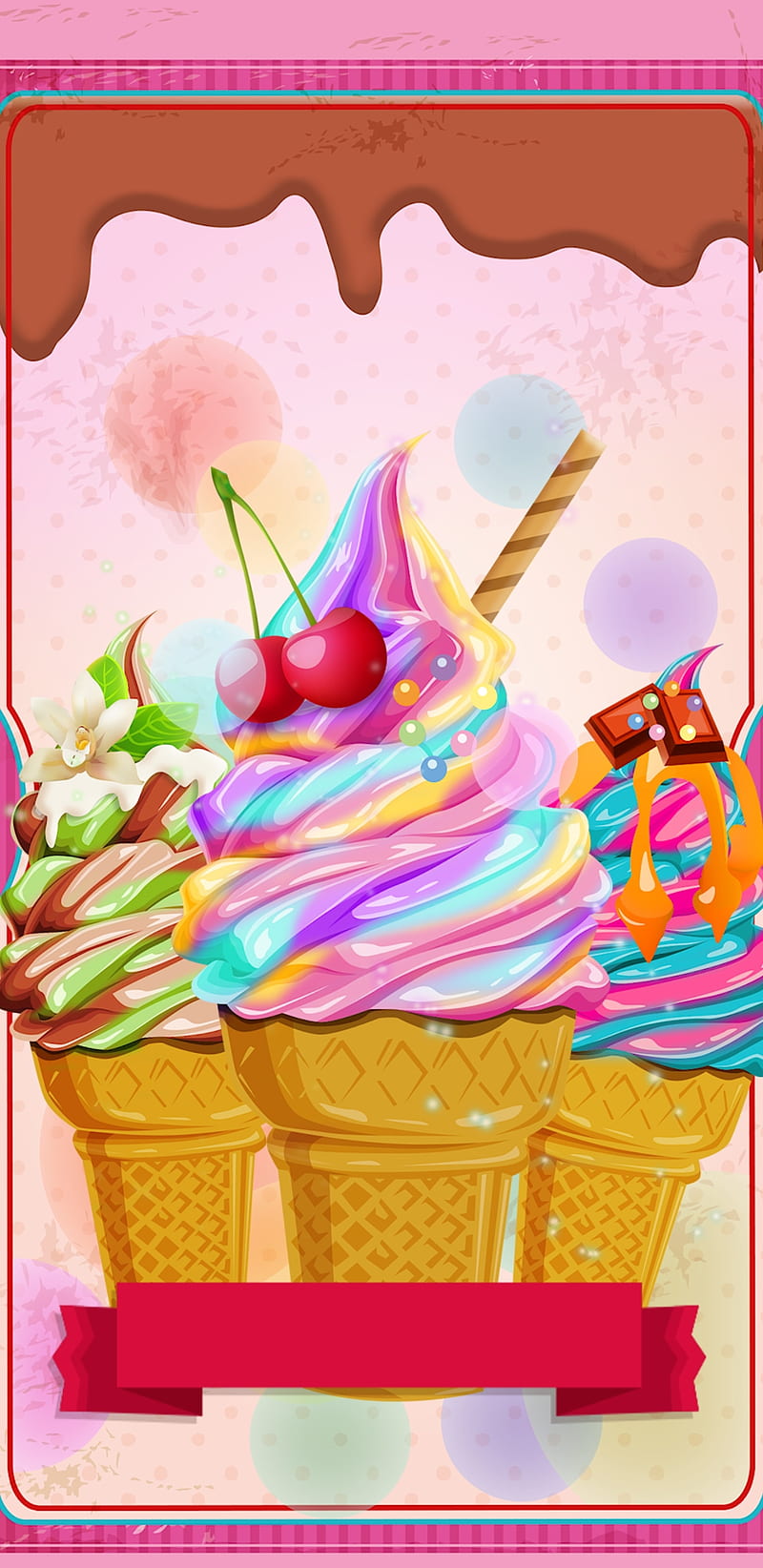Love Ice-cream, cherry, chocolate, colourful, pink, sweet, sweets, yummy, HD phone wallpaper