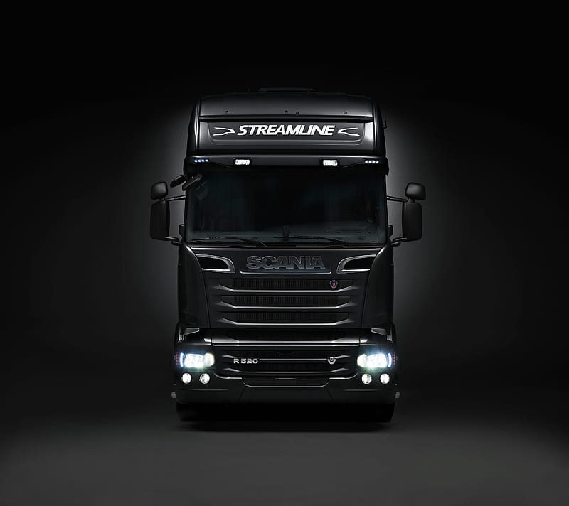 Scania, black, streamline, sweden, truck, v8, HD wallpaper