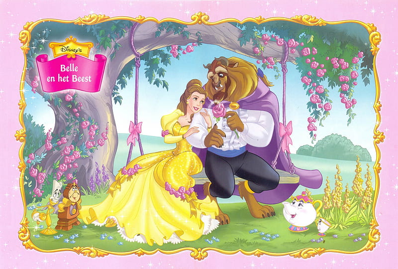 Beauty and the Beast, Belle, Disney, Cartoon, Beast, HD wallpaper