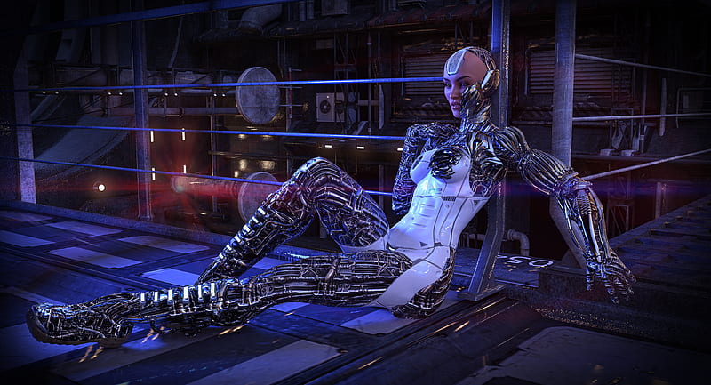 woman robot, bionic, futuristic, cgi, Sci-fi, HD wallpaper