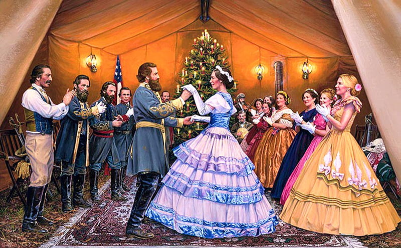 Virginia Reel, christmas, painting, dance, confed, artwork, HD wallpaper