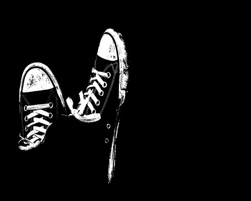 Sneakers, black, shoe, white, HD wallpaper