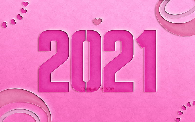 2021 new year New Year 2021, Love 2021, creative, 2021 pink cut digits, 2021 concepts, 2021 on pink background, 2021 year digits, Happy New Year 2021, HD wallpaper