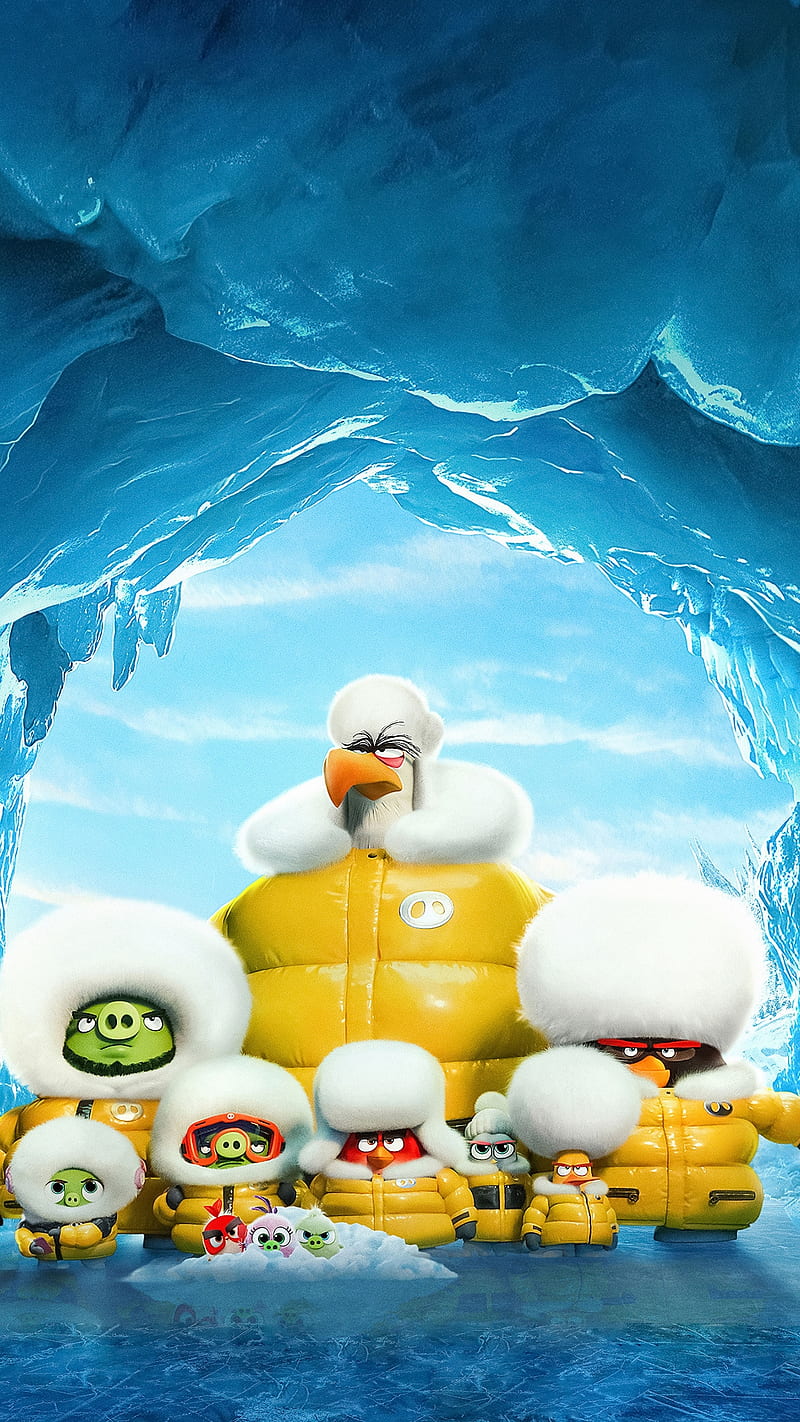 Angry birds, birds, blue, cave, friends, game, ice, yellow, HD phone wallpaper