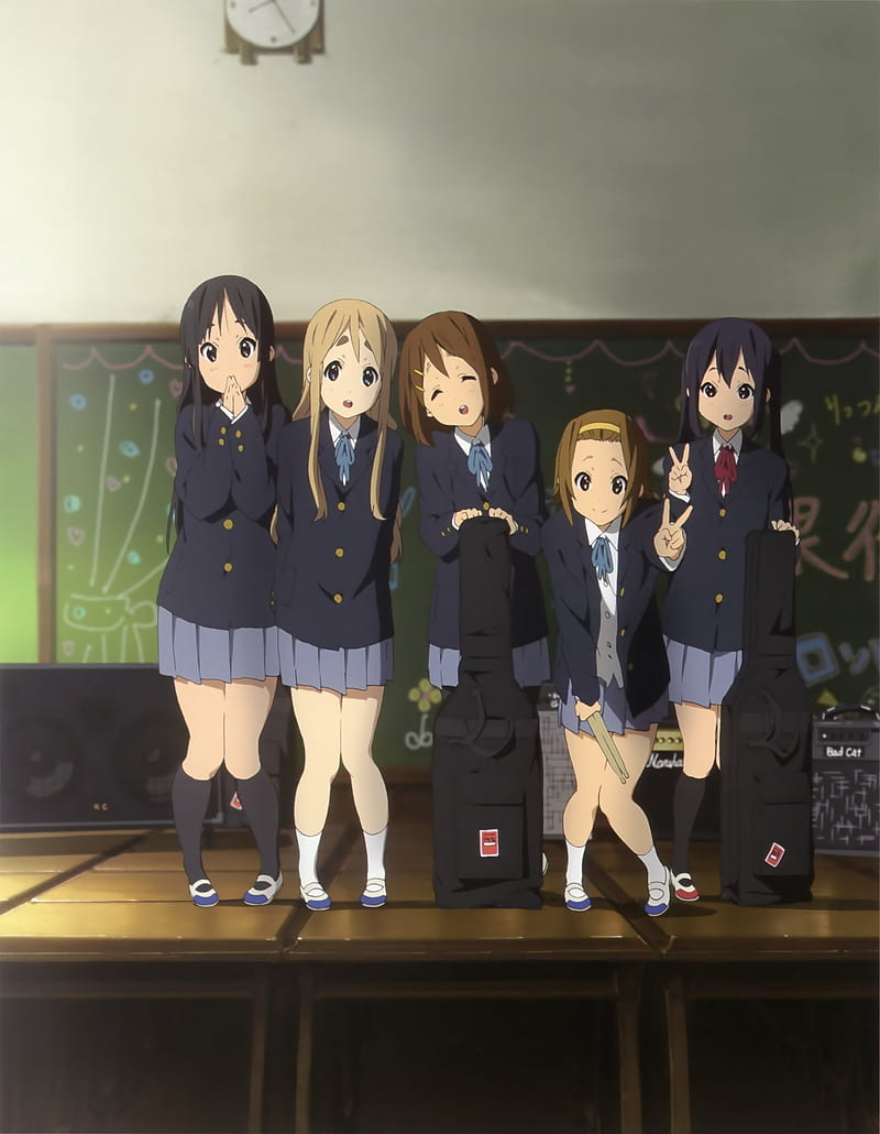 K-ON!, Nakano Azusa, Hirasawa Yui, Akiyama Mio, Kotobuki Tsumugi, Tainaka Ritsu, anime girls, school uniform, HD phone wallpaper