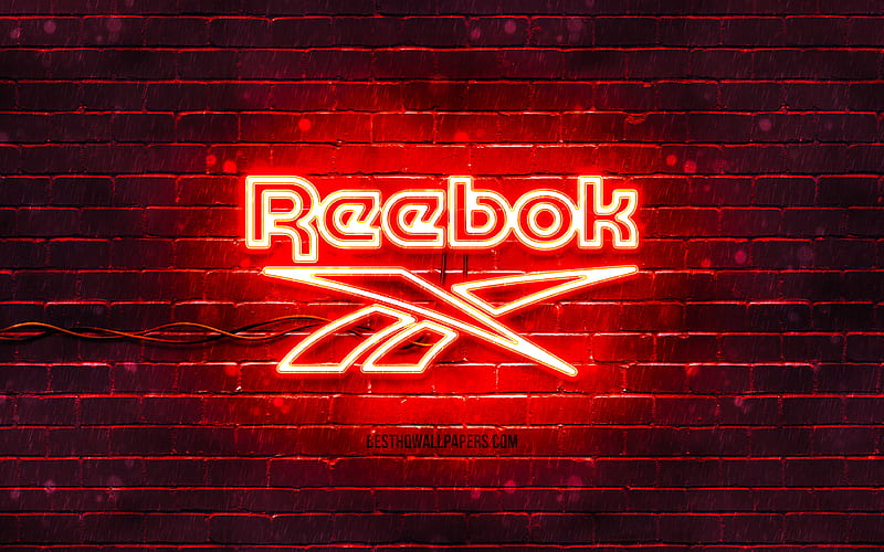Reebok red logo red brickwall, Reebok logo, fashion brands, Reebok neon logo, Reebok, HD wallpaper