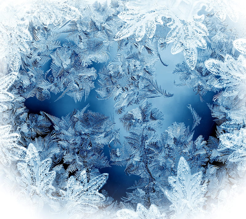 Frosty Pattern, blue, frost, glass, ice, pattern, snow, winter, HD wallpaper
