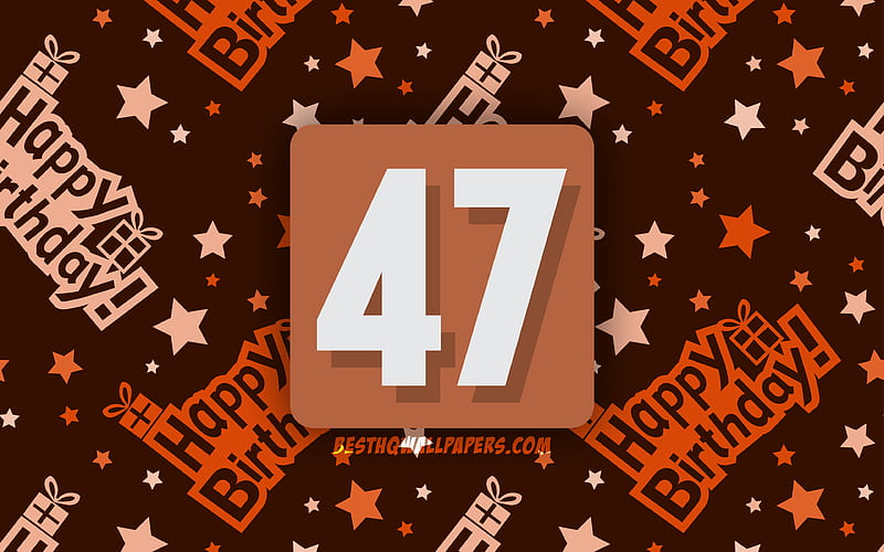 Happy 47 Years Birtay, orange abstract background, Birtay Party, minimal, 47th Birtay, Happy 47th birtay, artwork, Birtay concept, 47th Birtay Party, HD wallpaper