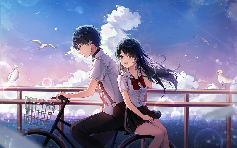 Anime, Couple, School Uniform, HD wallpaper