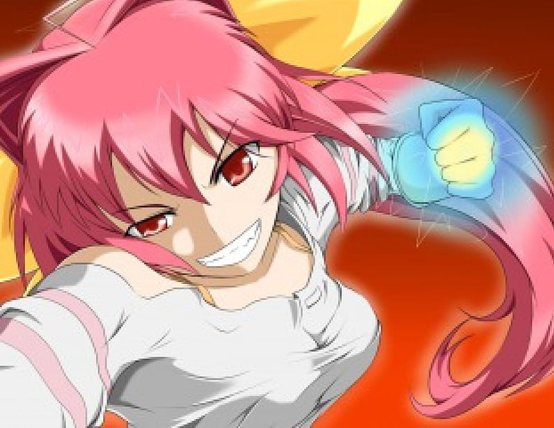 Kagami Sumika, female, muv-luv, sumika kagami, anime, lone, red background, muv luv, pink hair, red eyes, HD wallpaper