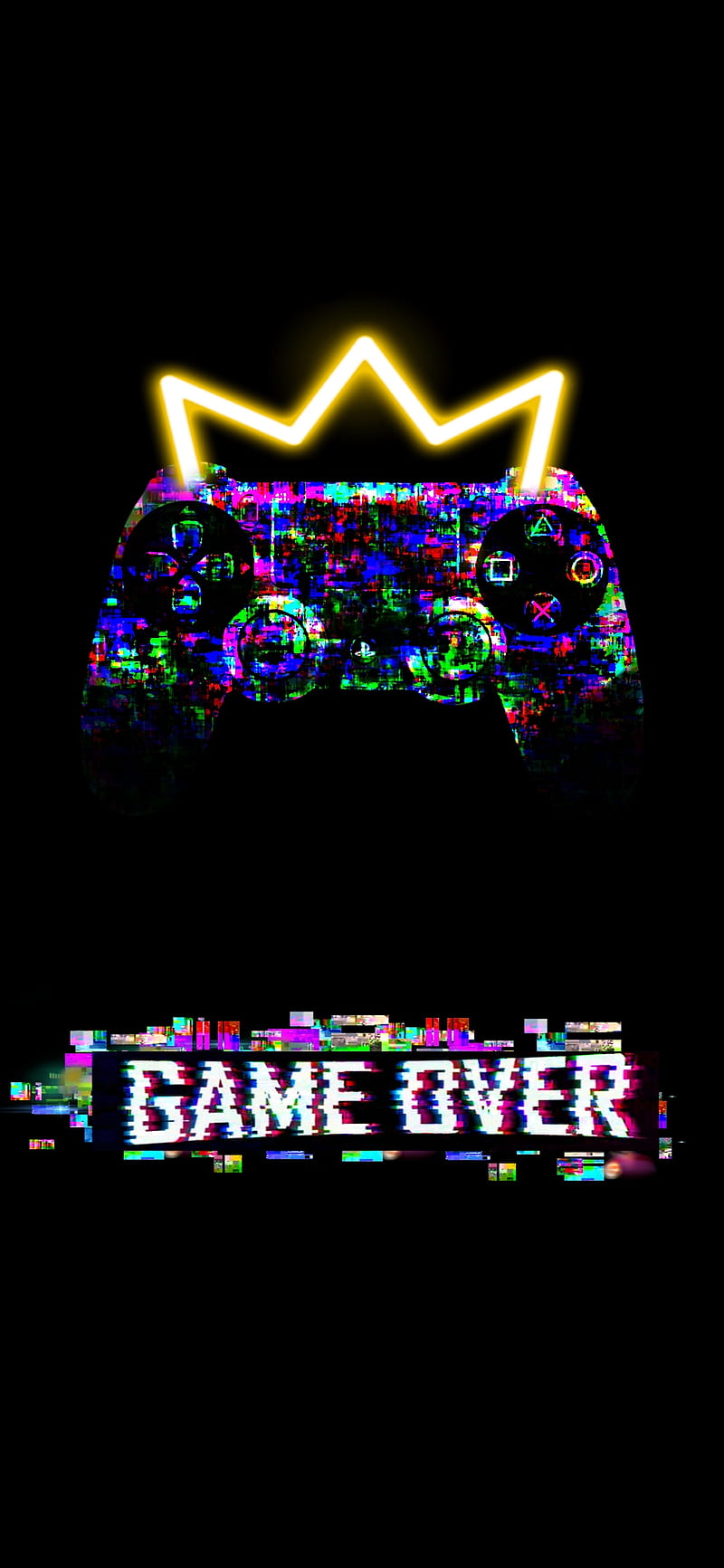Game over, console, crown, gaming, king, logo, neon, premium, ps4, ps5, HD phone wallpaper