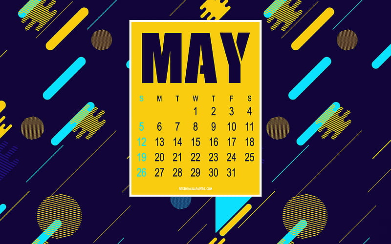 Creative purple May 2019 calendar, abstract purple background, May 2019 calendar, art, 2019 concepts, calendar for May, calendars, HD wallpaper