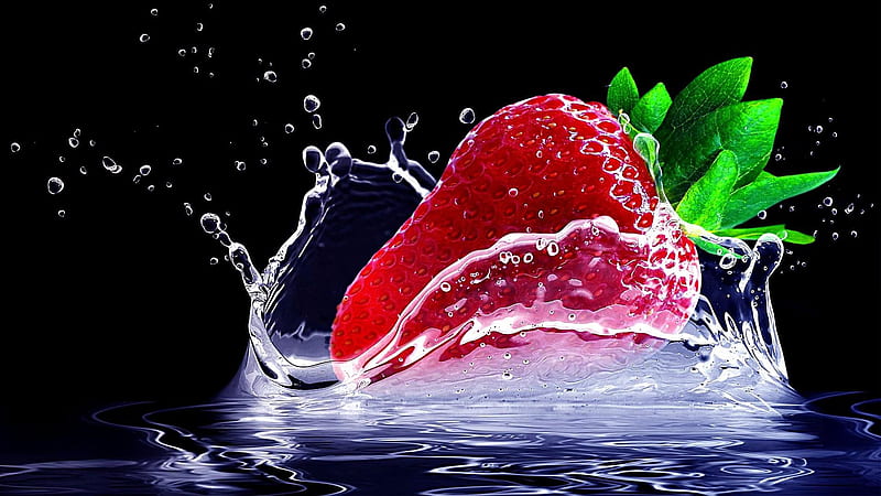 Strawberry With Water Splash In Black Background Strawberry, HD wallpaper |  Peakpx