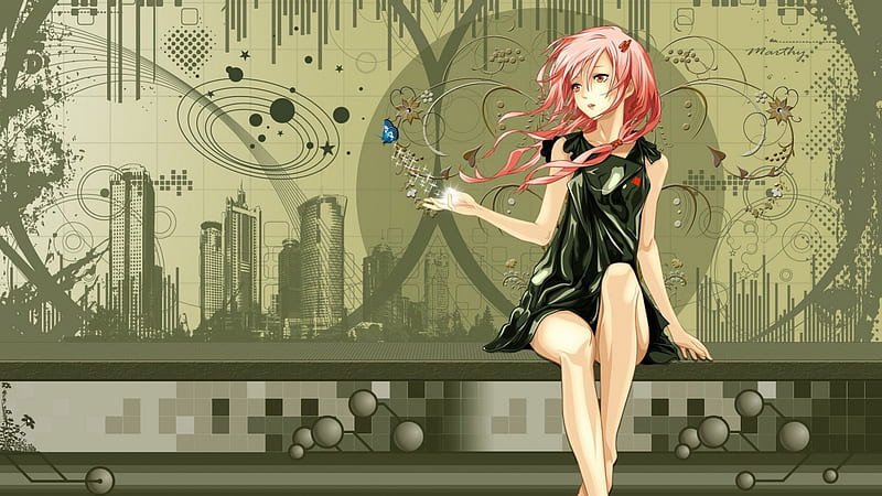 Wallpaper smile, friends, uniform, guilty crown, fyu-neru, inori