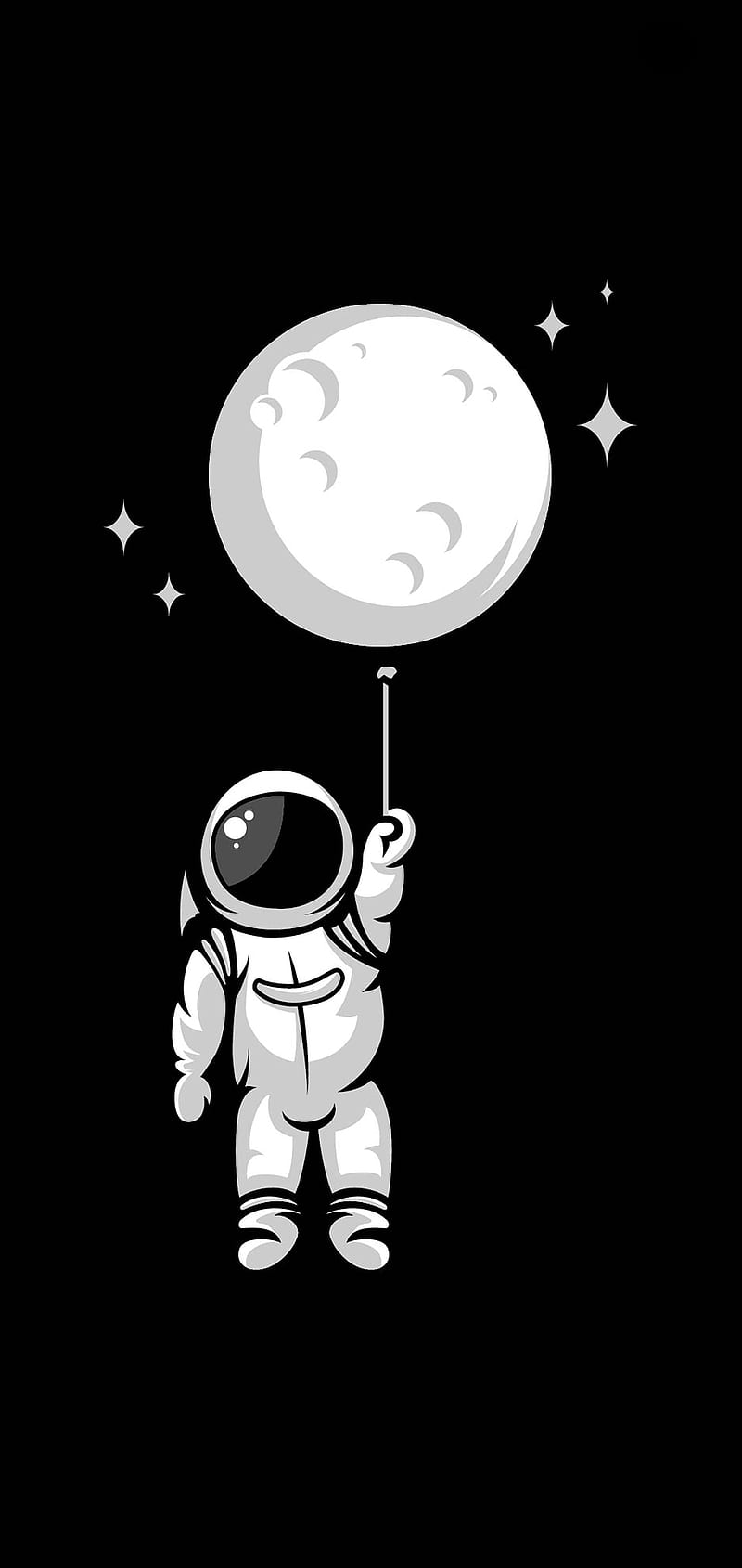 S10 Balloon Moon, Kiss, S10, astronaut, balloon, bark, black, gray, moon, s10 cutout, sky, space, stars, HD phone wallpaper