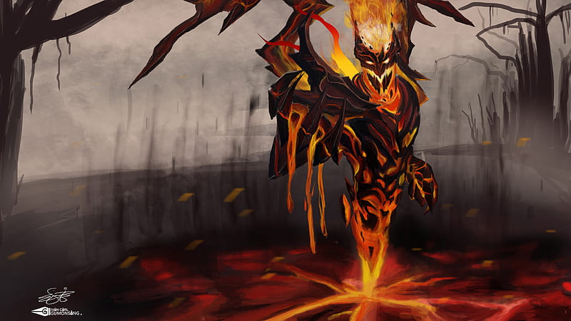 DOTA 2 Shadow Fiend demon Monsters Fantasy flame, HD wallpaper