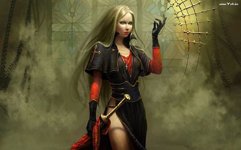 dangerous blonde, scery, girl, HD wallpaper