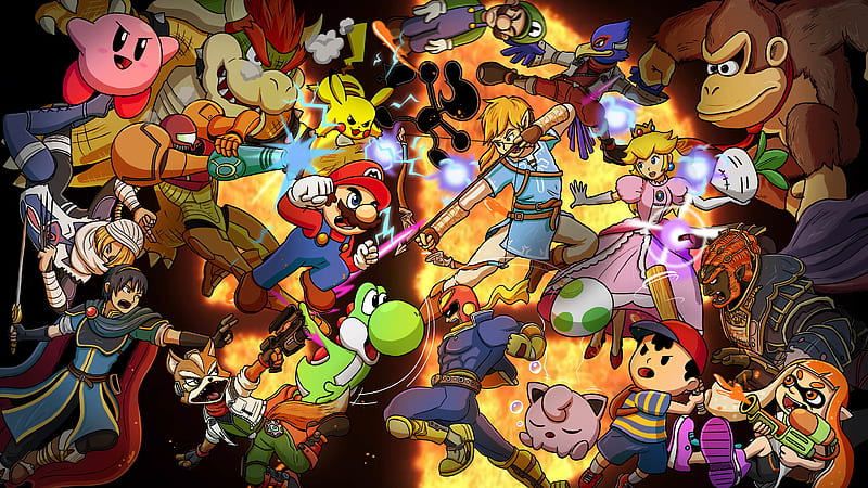 Video Game, Super Smash Bros. Ultimate, Luigi, Mario, Pikachu, HD wallpaper