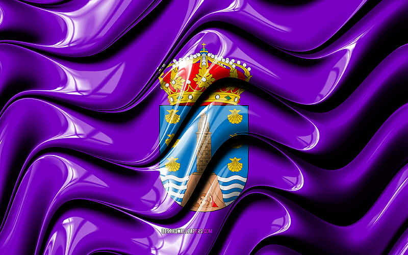 Corunna flag Provinces of Spain, administrative districts, Flag of Corunna, 3D art, Corunna, spanish provinces, Corunna 3D flag, Spain, Europe, HD wallpaper