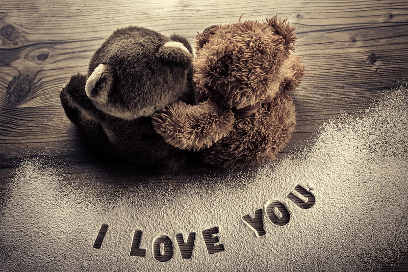 I love you, hug, Love, fur, teddy, HD wallpaper