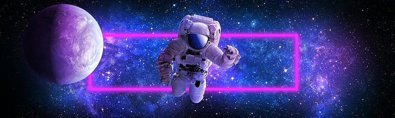 Premium . Astronaut Flying In Outer, Open Space, Which Is Behind.abstract Space With Blue Purple Nebula Stars.sci Fi Abstract Futuristic Space Background Elements Of This Furnished By Nasa.3D Illustration, HD wallpaper