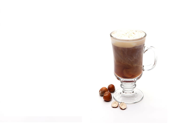 Cappuccino, coffee, hazelnut cappuccino, drinks, drink, white, hazelnut, HD wallpaper
