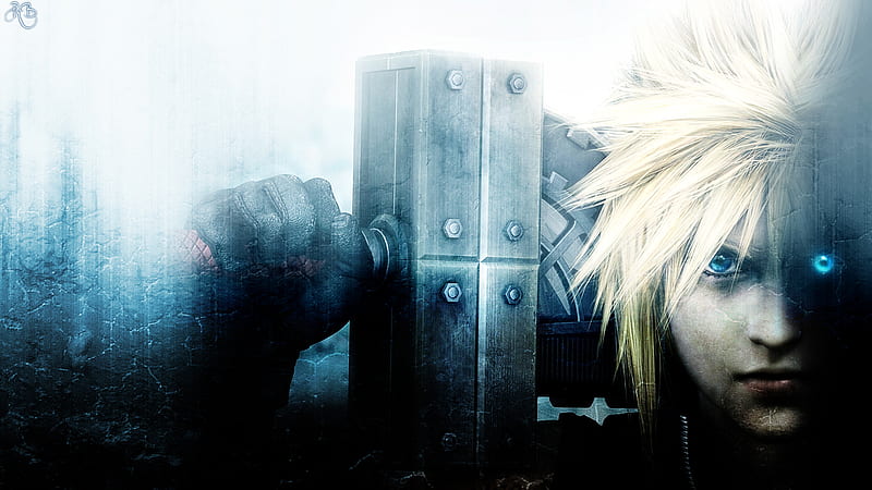 Cloud Strife, final, video game, magic, character, buster, fantasy, make, person, hot, final fantasy, weapon, sword, blue, spike, 7, blonde, advent children, main, sexy, mako, glove, chocobo, vii, strong, eyes, HD wallpaper
