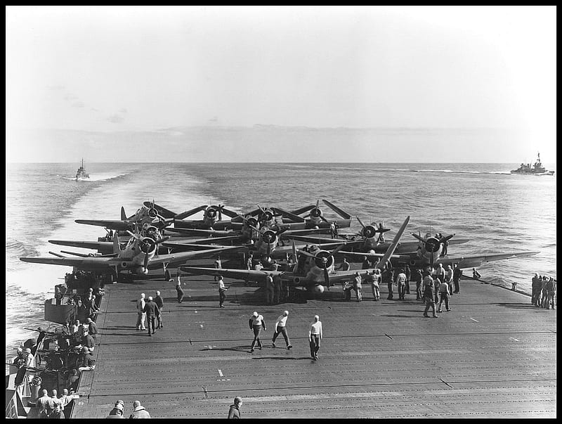 Douglas Devastators Ready For Take off, Attack Bombers, Underway, Flight Deck, WW II, HD wallpaper