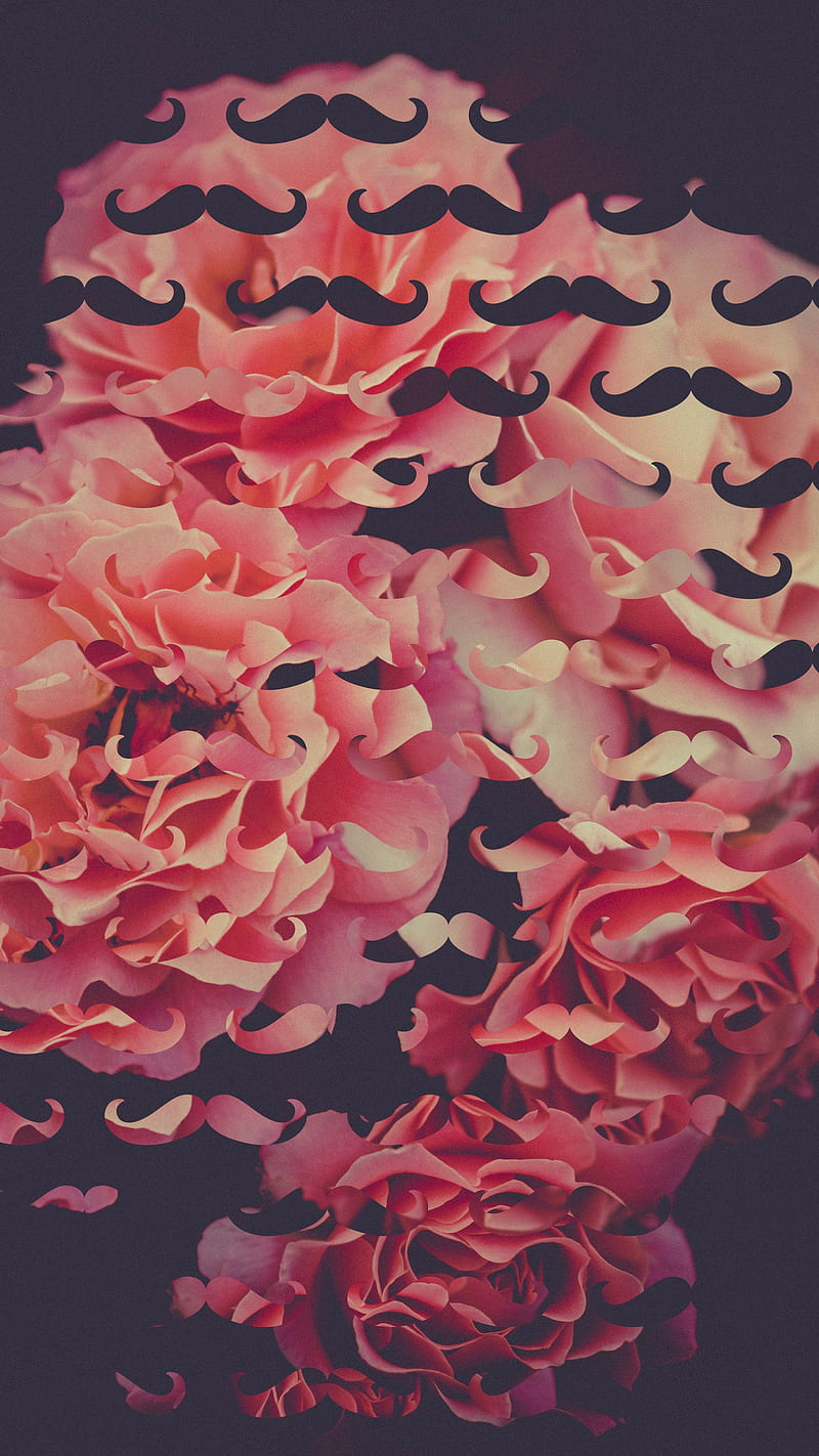 Surreal Mustaches, floral, flowers, moustache, movember, mustache, pattern, HD phone wallpaper