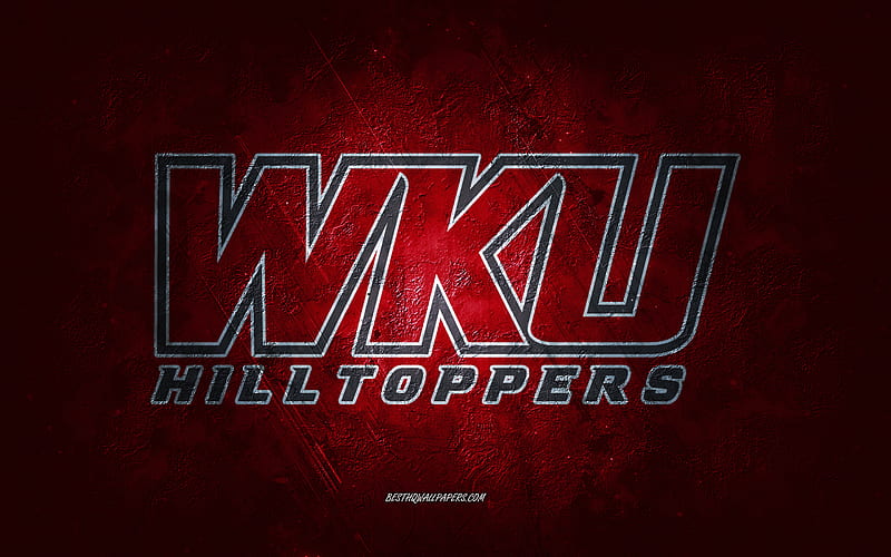 Western Kentucky Hilltoppers, American football team, red background, Western Kentucky Hilltoppers logo, grunge art, NCAA, American football, Western Kentucky Hilltoppers emblem, HD wallpaper