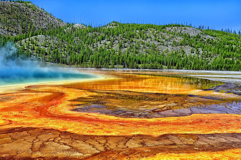 National Park, Yellowstone National Park, Grand Prismatic Spring, Hot Spring, Wyoming, HD wallpaper