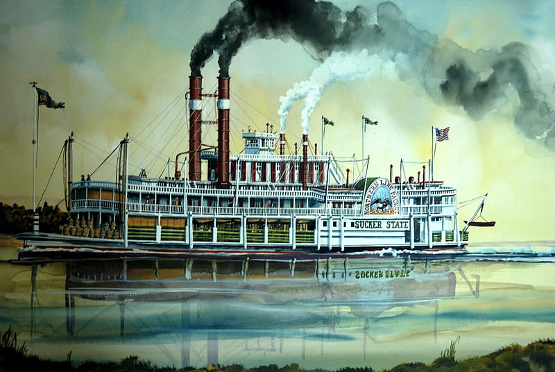 Steam Boat, river, water, vintage, paddle Steamer, HD wallpaper