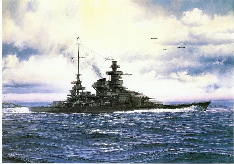 K.M.S. Scharnhorst Artwork, World War Two, Scharnhorst, Scharnhorst Artwork, KMS Scharnhorst, HD wallpaper