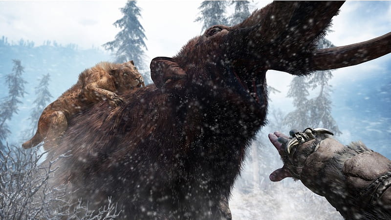 Saber Toothed Tiger Vs Mammoth Far C, HD wallpaper