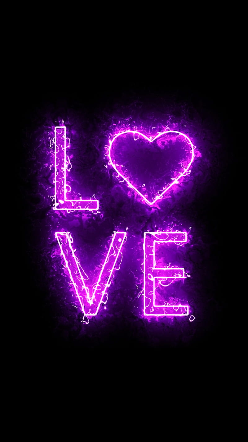 Love Purple, 0010, abstract, geometry, glare, glow, heart, letter, line,  neon, HD phone wallpaper | Peakpx