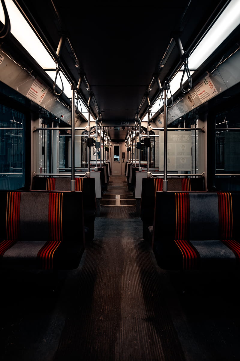 corridor, carriage, seats, subway, HD phone wallpaper