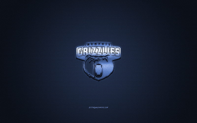 Memphis Grizzlies, American basketball club, NBA, blue logo, blue carbon fiber background, basketball, Memphis, Tennessee, USA, National Basketball Association, Memphis Grizzlies logo, HD wallpaper
