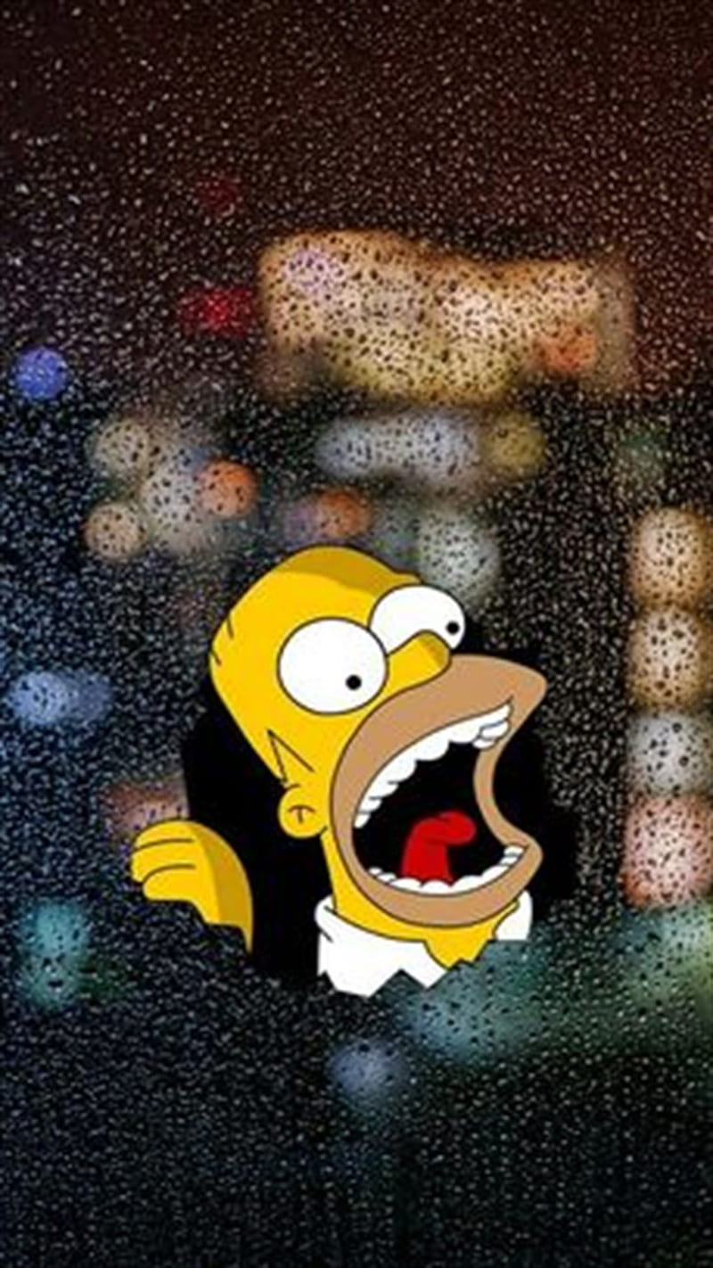 Simpsons, rain, cartoon, disney, funny, red, black, white, 20, nature, 3d,  HD phone wallpaper | Peakpx