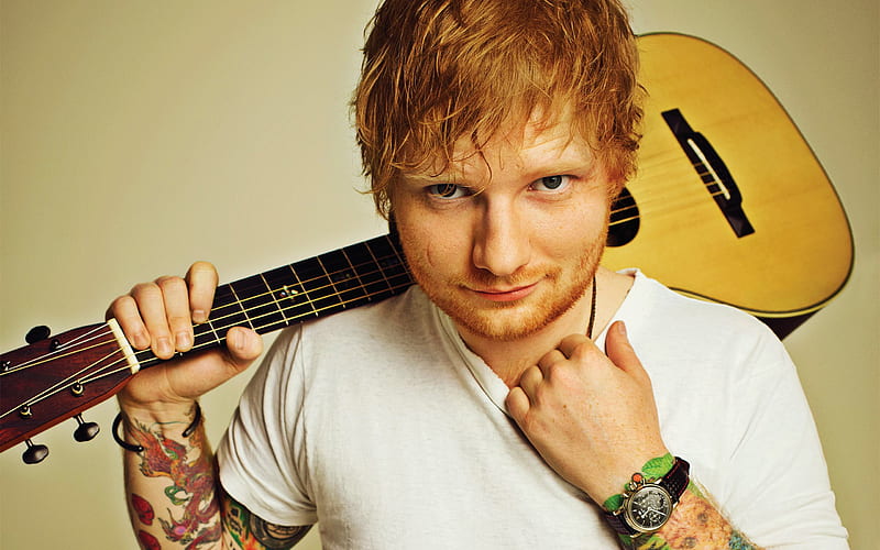 Ed Sheeran, british singer, portrait, guitar, british star, pop musician, shoot, Edward Christopher Sheeran, HD wallpaper