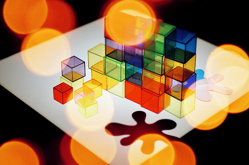 Colorful Cubes And Puzzle Piece, HD wallpaper
