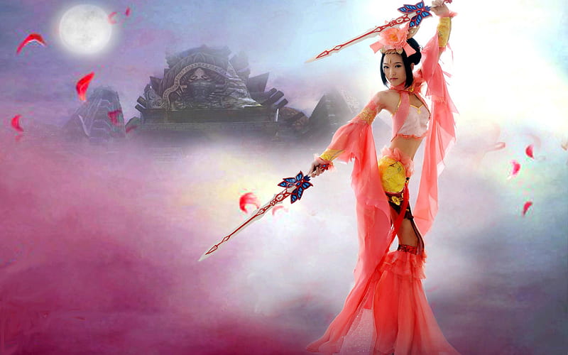 Chinese Warrior Girl, warrior, chinese, girl, sword, HD wallpaper