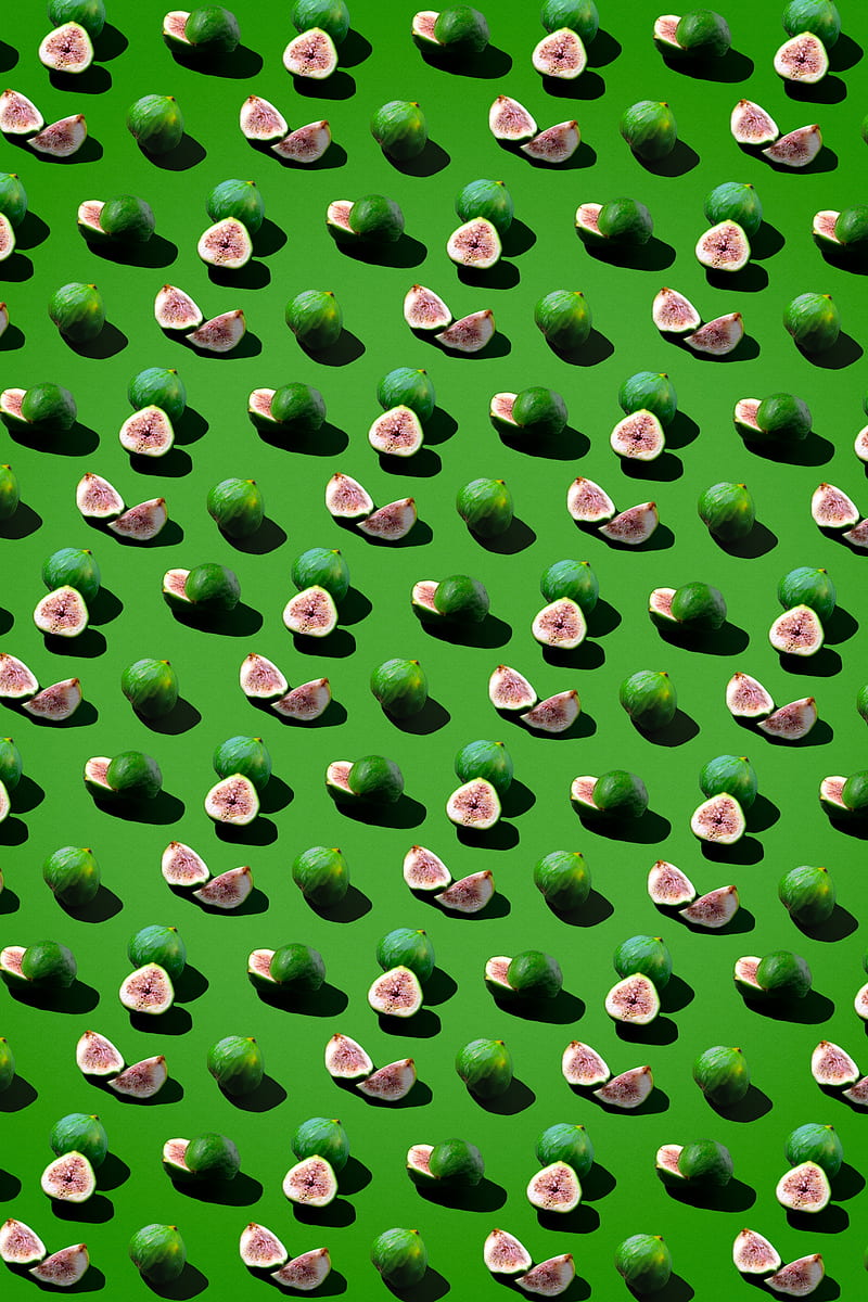 fig, fruit, berry, slice, pattern, green, HD phone wallpaper