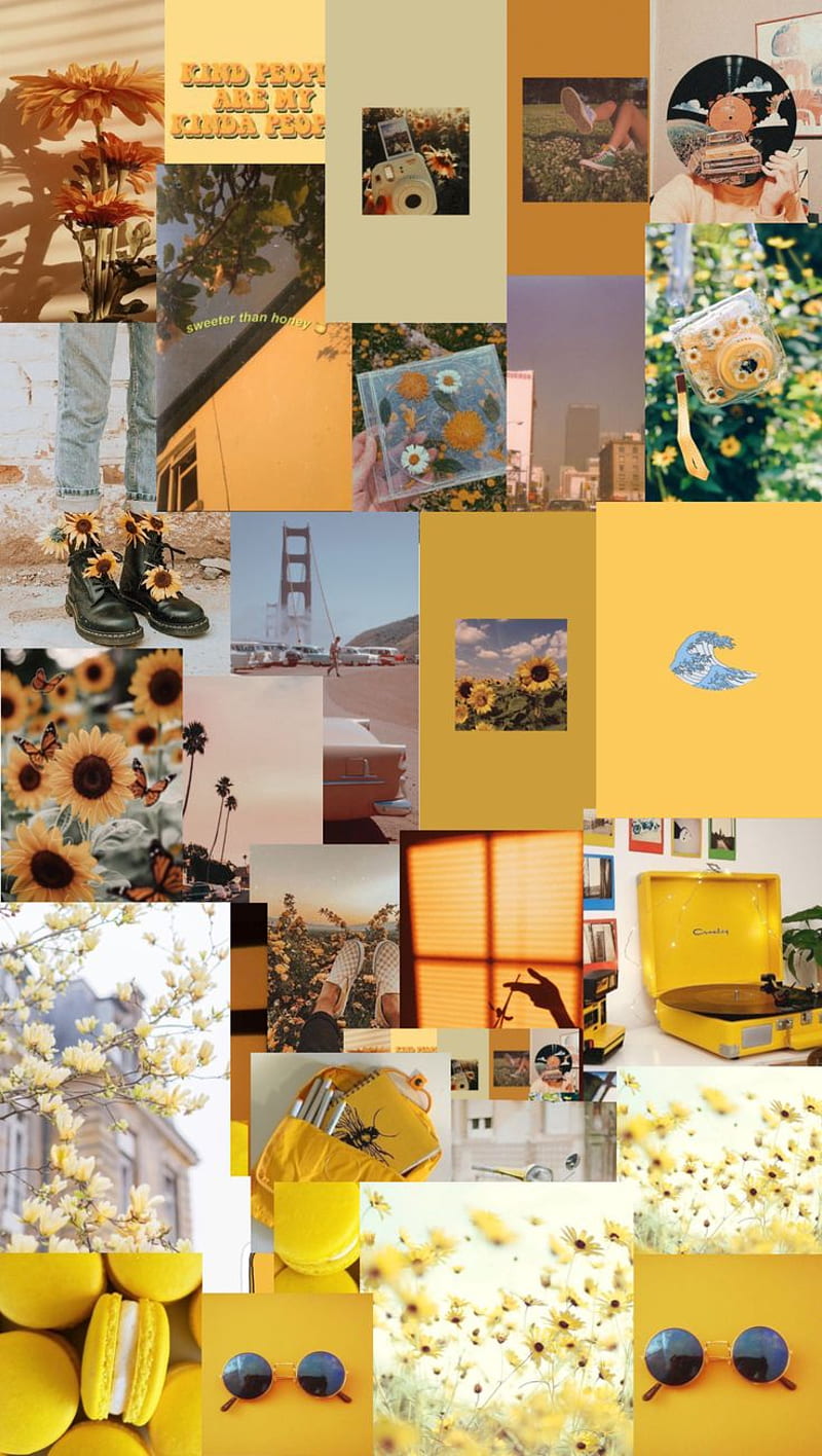 Yellow collage. iPhone yellow, Aesthetic pastel , Blue iphone, Yellow and Orange Aesthetic, HD phone wallpaper