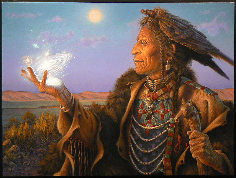 Universe, spirit, shaman, native american, space, HD wallpaper