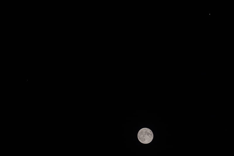 moon, black, craters, night, HD wallpaper