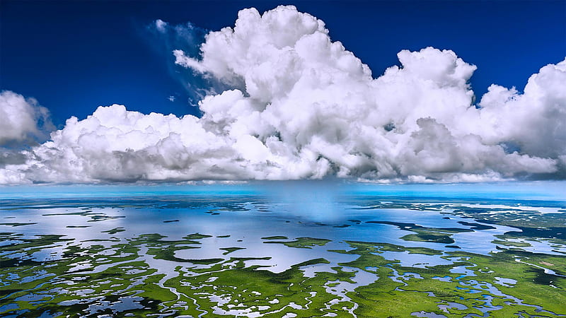 Earth, Ocean, Aerial, Cloud, Everglades National Park, Florida, Sea, HD wallpaper